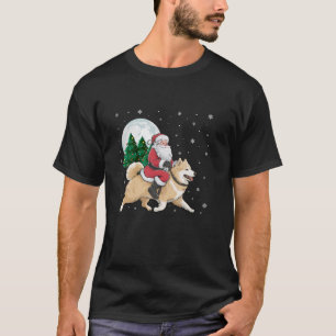 T-shirt Santa Claus équitation Samoyg Chien drôle Noël Tre