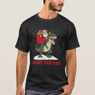 T-shirt Santa Claus équitation T Rex Dinosaur