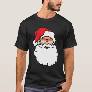 T-shirt Santa Claus Face Retro Lunettes de soleil Vintages