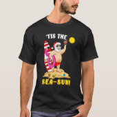 T-shirt Santa Claus Flamant rose Float Tis The Sea Sun Chr (Devant)