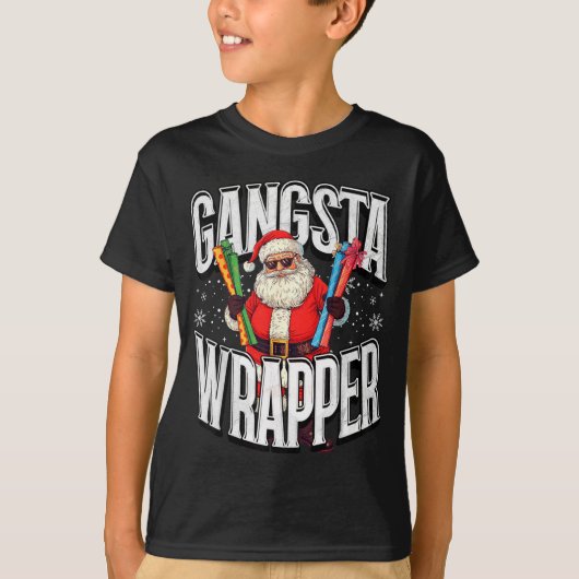 T-shirt Santa Claus Gangsta Wrapper Funny Christmas  (Devant)