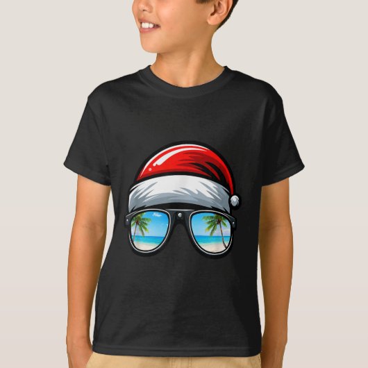 T-shirt Santa Claus Hat Sungles Beach Christmas In July (Devant)