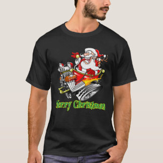 T-shirt Santa Claus Hot Rod Sleigh Merry Christmas Classic