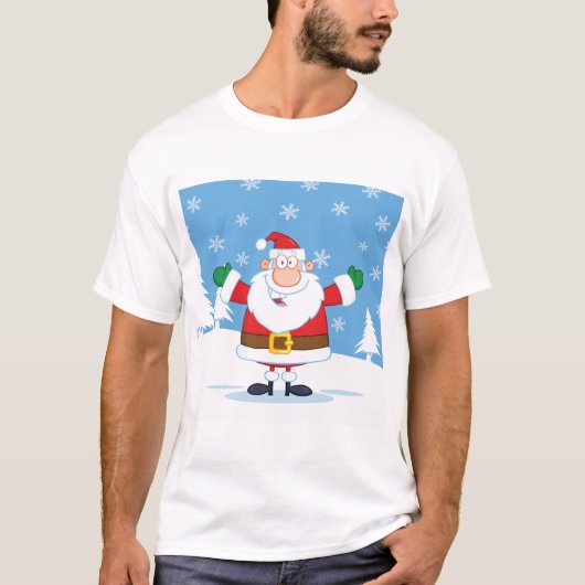 T-shirt Santa Claus in Snowy Winter Scene (Devant)