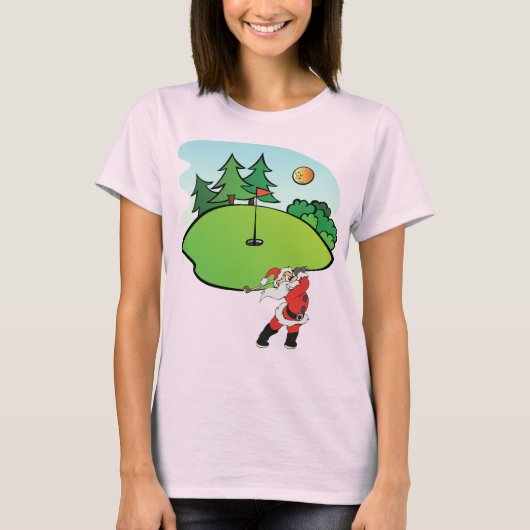 T-shirt Santa Claus jouant au golf sur le 9ème trou (Devant)