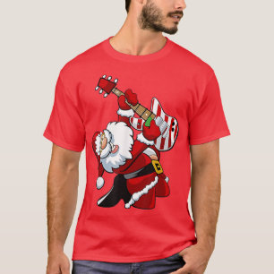 T-shirt Santa Claus Jouer Guitare Matching Famille Noël