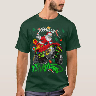 T-shirt Santa Claus Joyeux Noël équitation Monster Camion