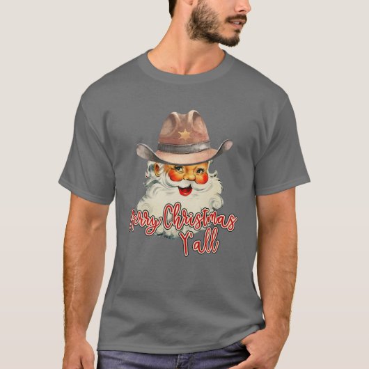 T-shirt Santa Claus Joyeux Noël Y'all Western Country (Devant)