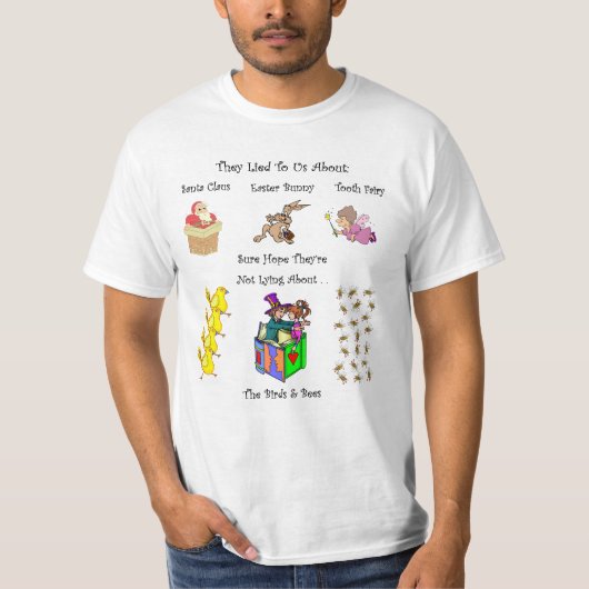 T-shirt Santa Claus~Lapin de Pâques~Fée de dents~Oiseaux e (Devant)