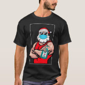 T-shirt Santa Claus Masque Visage Joyeux Quarantaine Noël  (Devant)