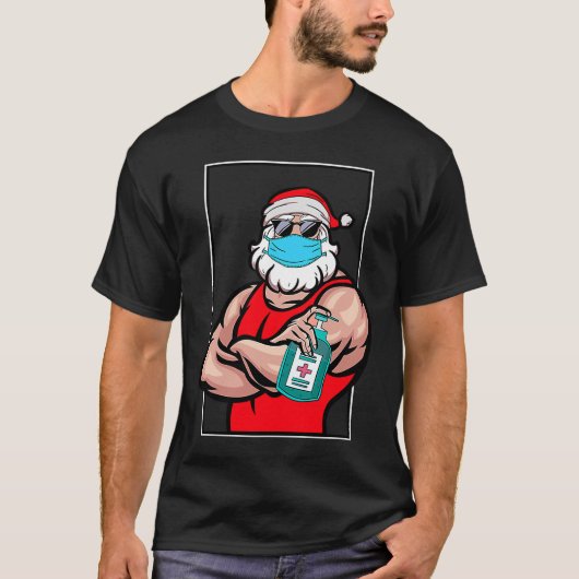 T-shirt Santa Claus Masque Visage Joyeux Quarantaine Noël (Devant)