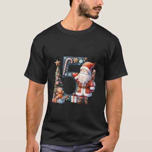 T-shirt Santa Claus Number 5 Christmas Tree Snow  (Devant)