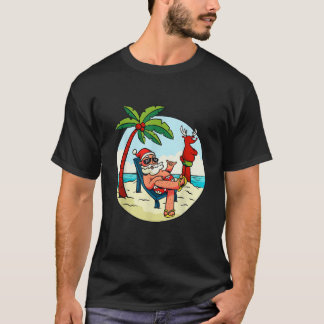 T-shirt Santa Claus Reindeer Beach Swimming Trunks Palm Tr