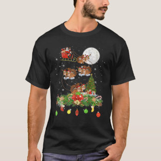 T-shirt Santa Claus Riding Chipmun Reindeer Sleigh Xmas Da