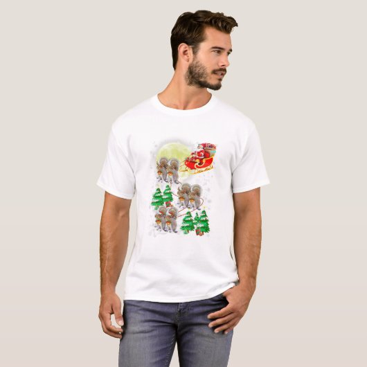 T-shirt Santa Claus Riding Squirrel (Devant entier)