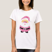 T-shirt Santa Claus rose et citation personnalisée (Devant)