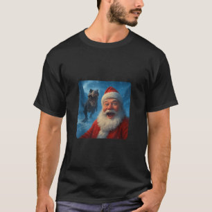 T-shirt Santa Claus Selfie T Rex Dinosaur Chase drôle Humo