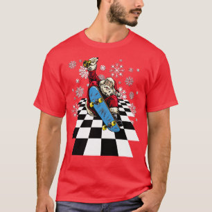 T-shirt Santa Claus Skateboard Skateboard Snowflakes Ch
