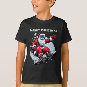 T-shirt Santa Claus Snowboard Joyeux Noël Hiver Ho