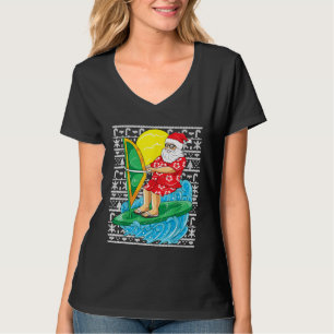 T-shirt Santa Claus Surf éolien Surfer Surfer Hawaiian Chr