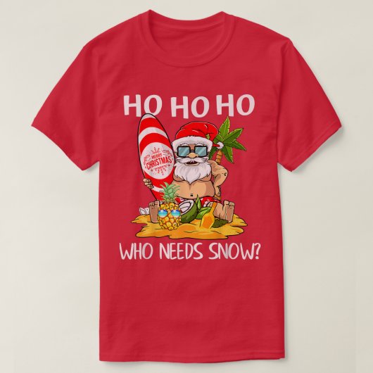 T-shirt Santa Claus surfing Christmas July, Ho, Ho, Ho Who (Design devant)