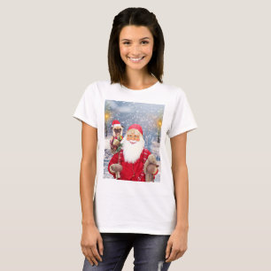 T-shirt Santa Claus w Noël Cadeaux Carlin Chien