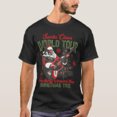 T-shirt Santa Claus World Tour Rocking Around The Christma (Devant)