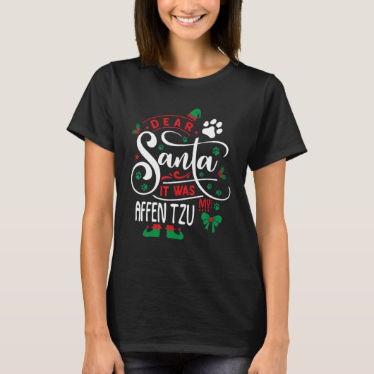 T-shirt Santa Clause elf Xmas Christmas Chien de race Affe (Devant)