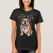 T-shirt Santa English Bulldog Reindeer Light Christmas (Devant)