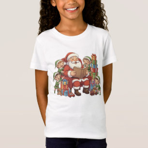 T-Shirt Santa et ses lutins – Illustration de Noël mignonn