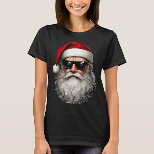 T-shirt Santa Face Retro Sungles Funny Christmas Pajama Me (Devant)