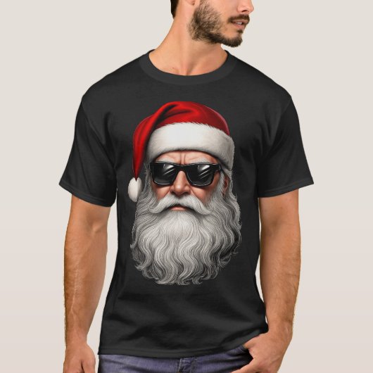 T-shirt Santa Face Retro Sungles Funny Christmas Pajama Me (Devant)