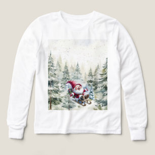 T-Shirt Santa Gnome faisant de la luge à travers l