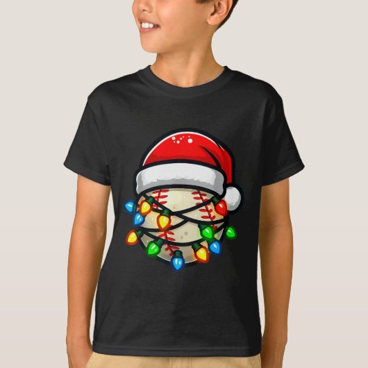 T-shirt Santa Hat Baseball Toddler Kids Christmas Lights X (Devant)