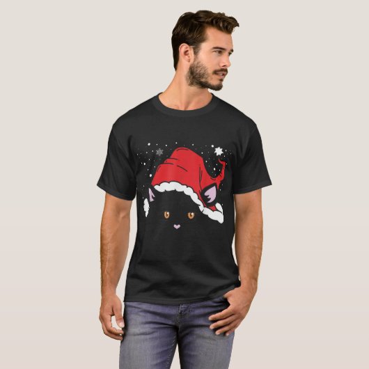 T-shirt Santa Hat Chat Visage Noël Chatons Chatons Noël P (Devant entier)