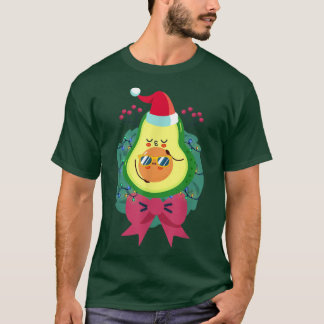 T-shirt Santa Hat Cute Avocado Tropical Summer Noël I