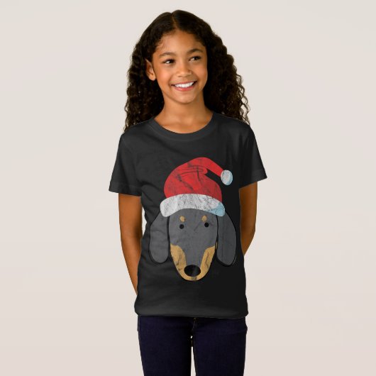 T-Shirt Santa Hat Dachshund PJ Noël Noël Noël Noël Wiener  (Devant entier)