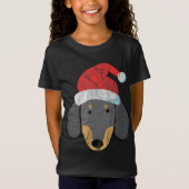T-Shirt Santa Hat Dachshund PJ Noël Noël Noël Noël Wiener  (Devant)