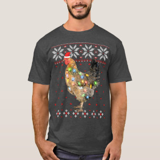 T-shirt Santa Hat Feux de Noël Poulet, Drôle Noël Tr
