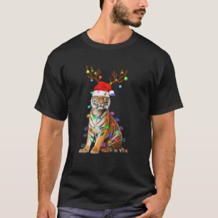 T-shirt Santa Hat Funny Tigre Arbre Noël Animal léger Chri