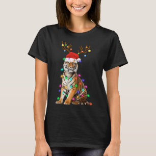 T-shirt Santa Hat Funny Tigre Arbre Noël Animal léger Chri