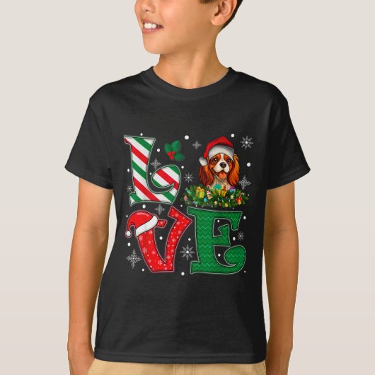 T-shirt Santa Hat Love Cavalier King Charles Spaniel Dog X (Devant)