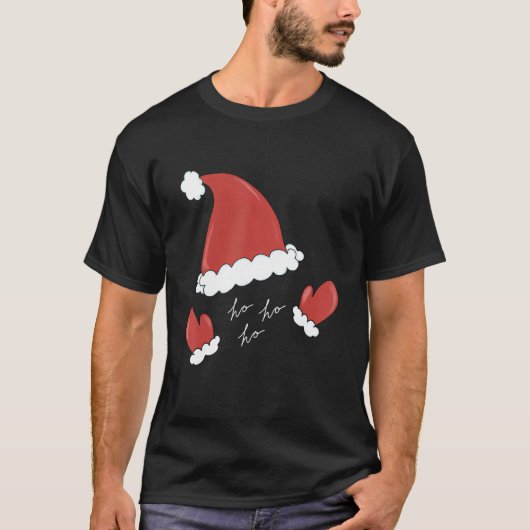 T-shirt Santa Hat Mittens Hohoho Douleur moche Appar Famil (Devant)