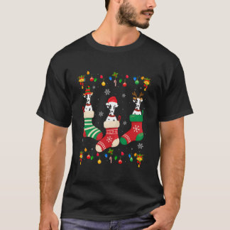T-shirt Santa Hat Noël Lumière Trois Chien Dalmatien Dans 