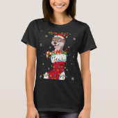 T-shirt Santa Hat Otter Animal In Socks Xmas Tree Lights (Devant)