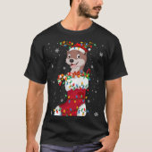 T-shirt Santa Hat Otter Animal In Socks Xmas Tree Lights T (Devant)
