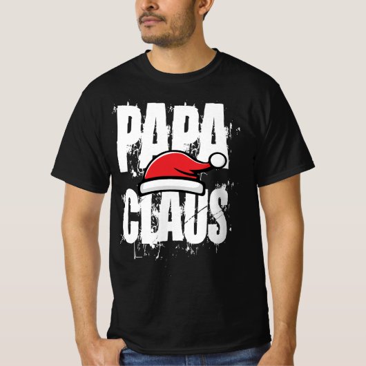 T-shirt Santa Hat Papa Claus Texte blanc (Devant)