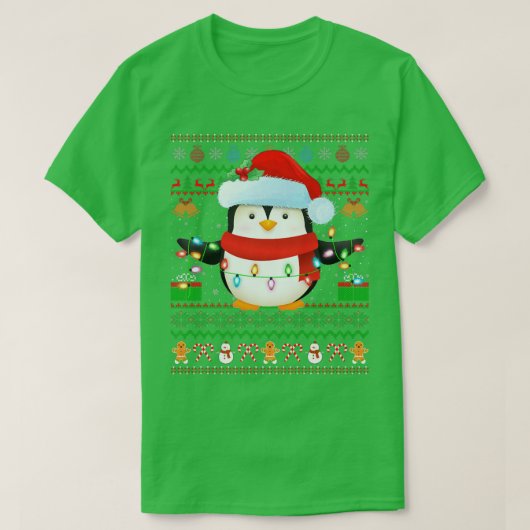 T-shirt Santa Hat Penguin Oiseau de Noël éclaire Pingouin (Design devant)