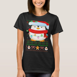 T-shirt Santa Hat Penguin Oiseau de Noël éclaire Pingouin