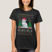 T-shirt Santa Hat Peret Chat Noël Arbre Lumières S (Devant)